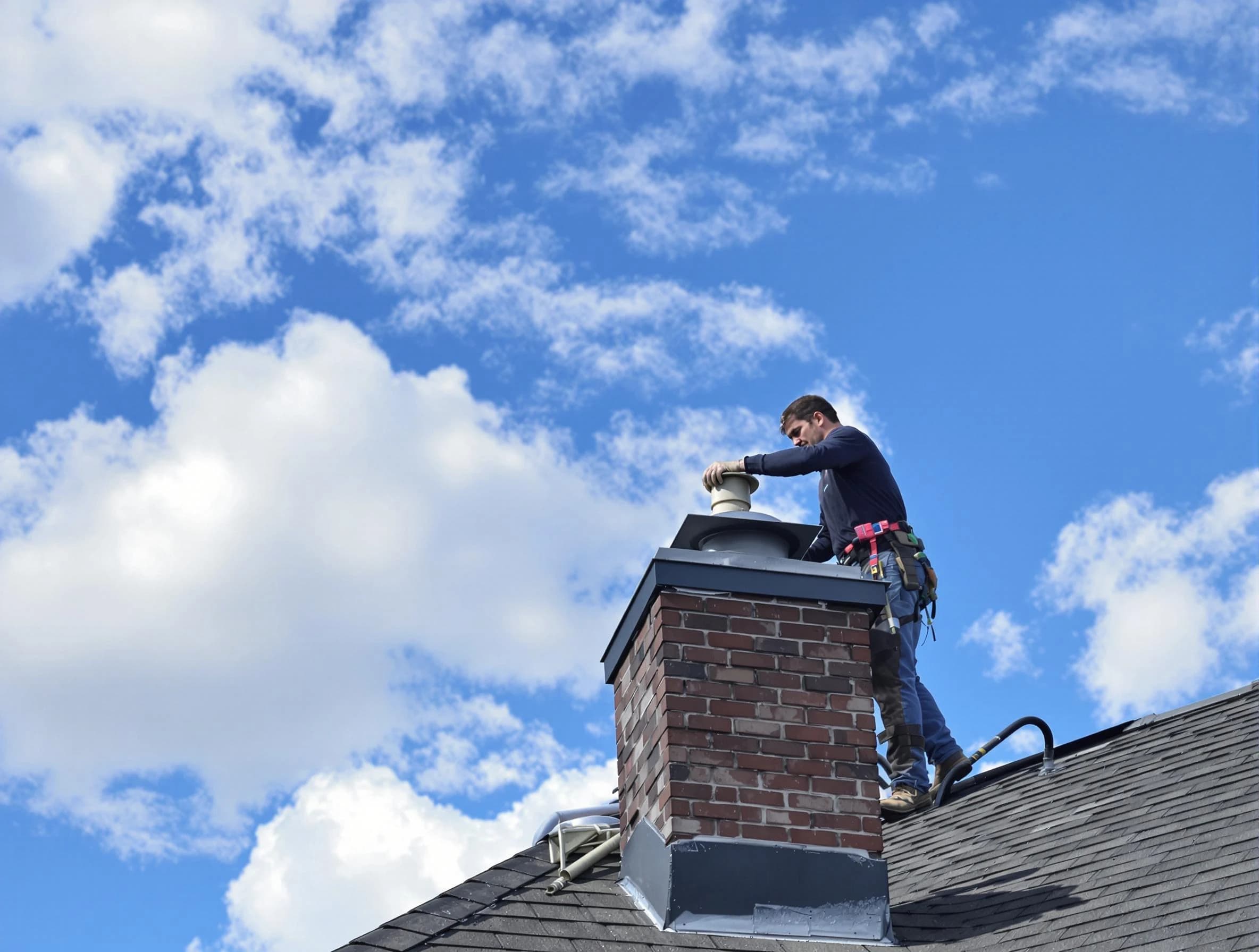 Warrior Chimney Sweep installing a sturdy chimney cap in Warrior, AL