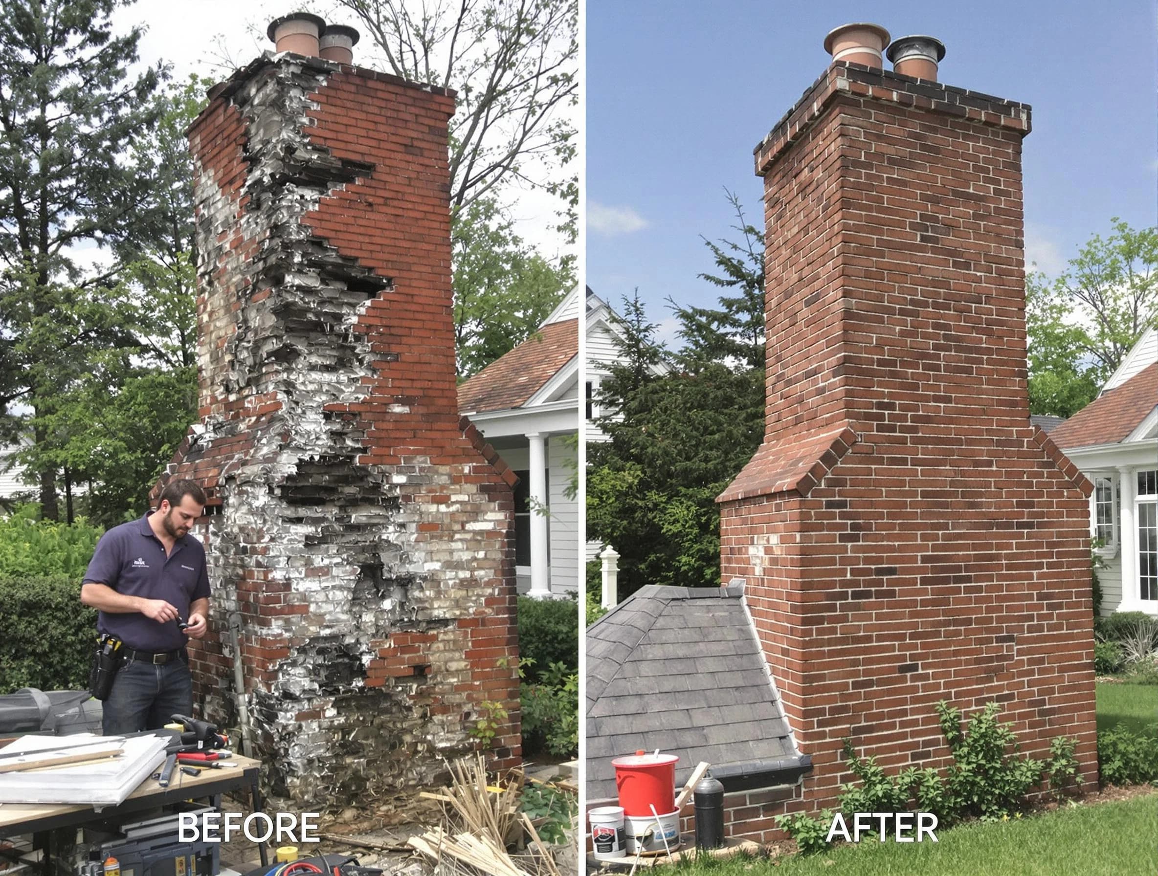 Warrior Chimney Sweep performing a full chimney restoration in Warrior, AL