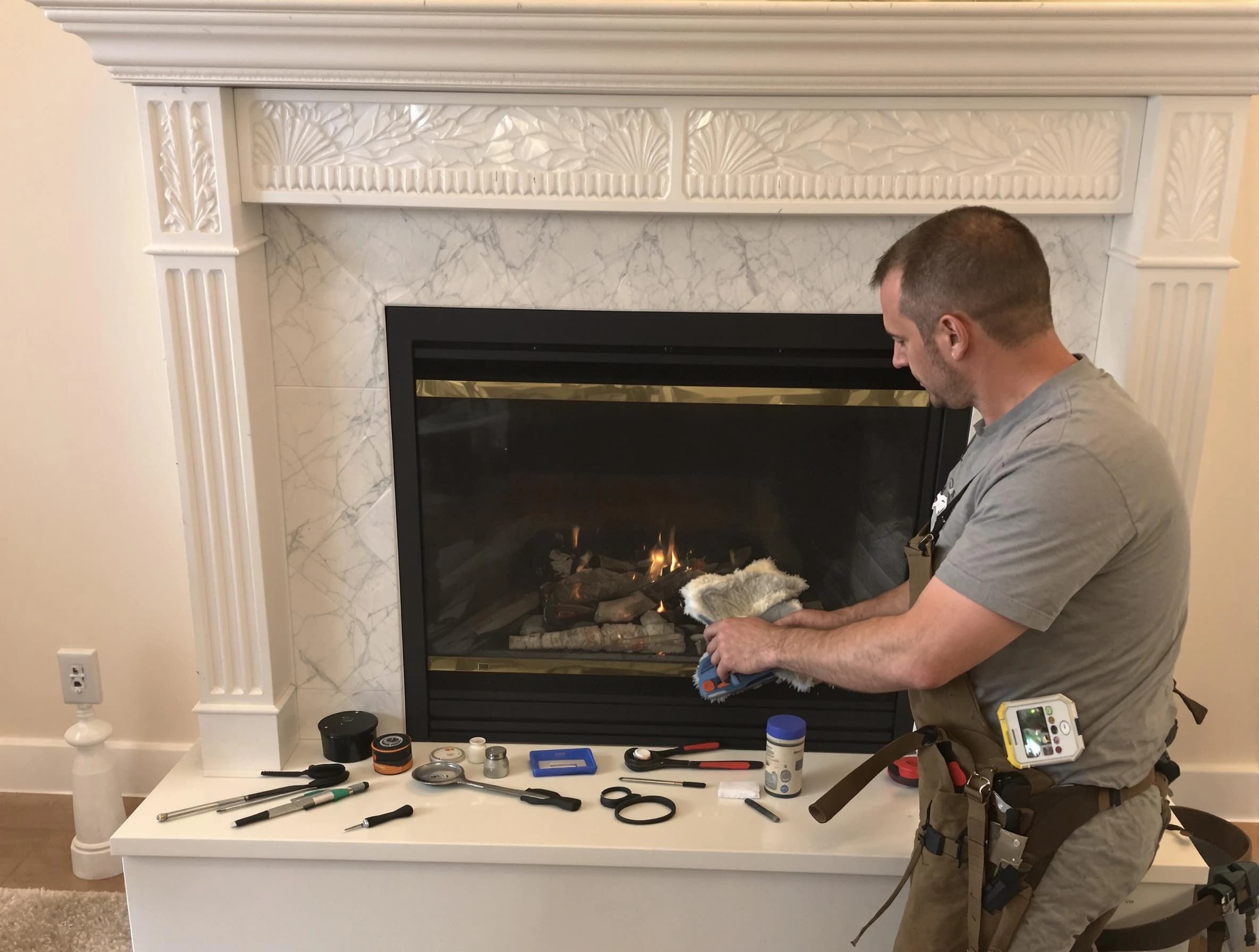 Warrior Chimney Sweep performing fireplace maintenance in Warrior, AL
