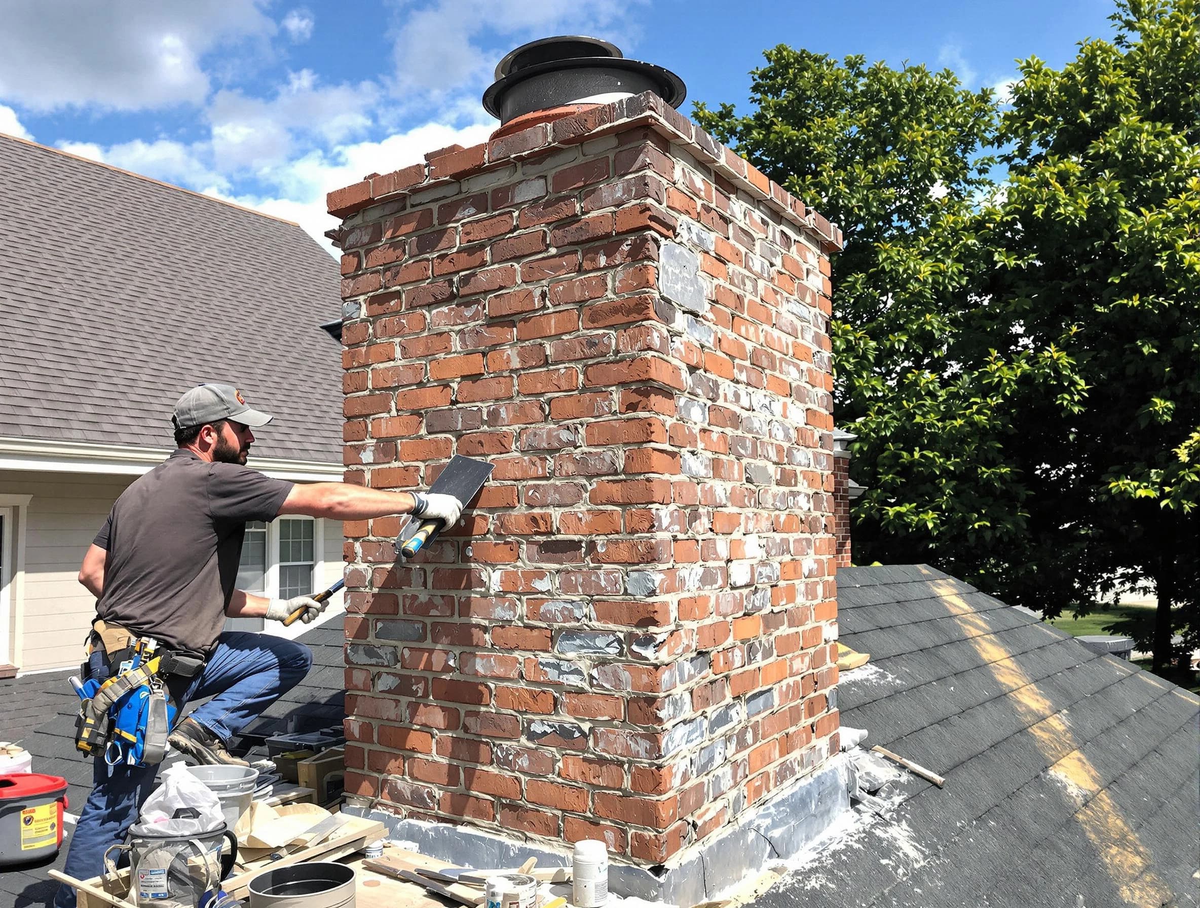 Completed chimney rebuild by Warrior Chimney Sweep in Warrior, AL