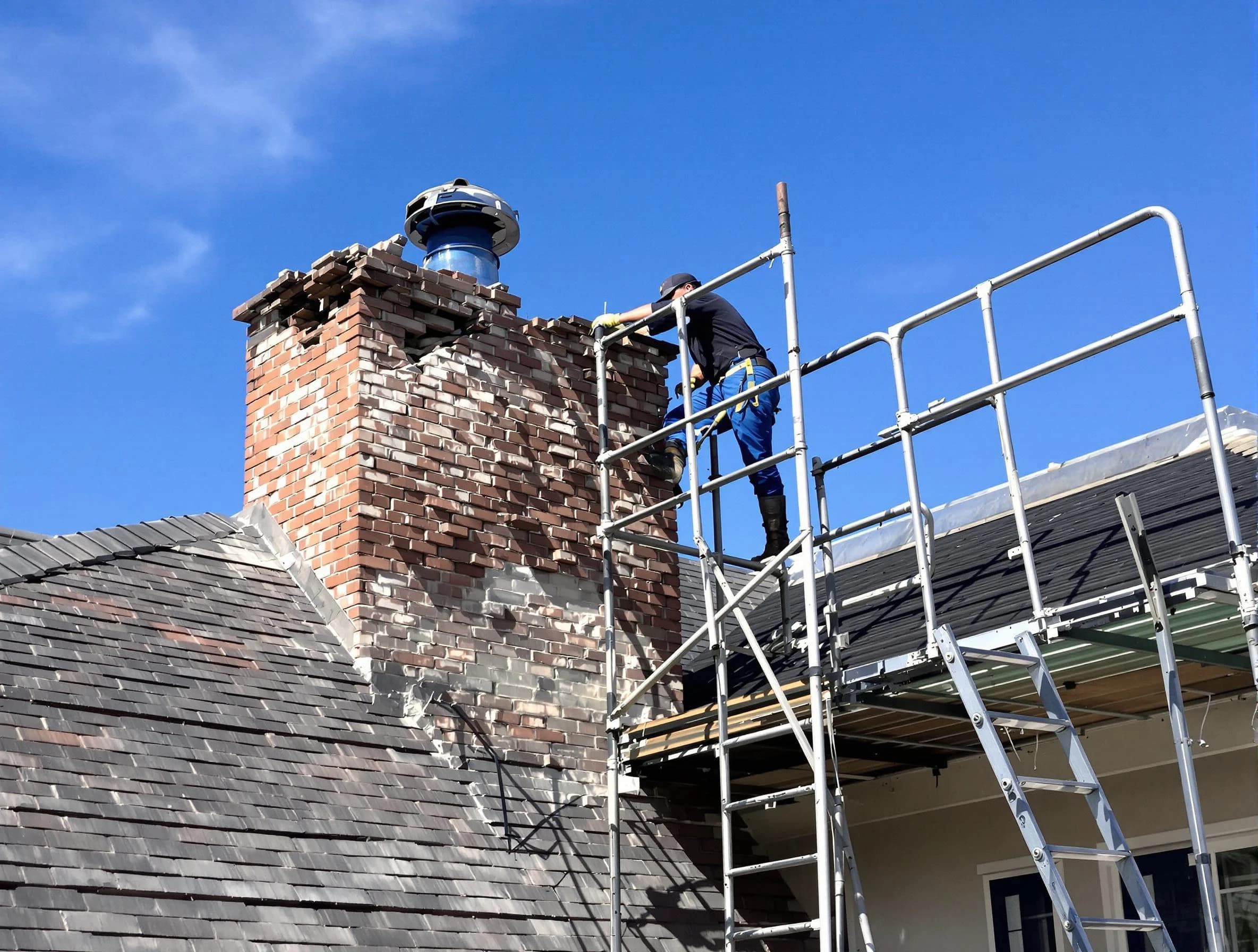 Rebuilding a chimney structure by Warrior Chimney Sweep in Warrior, AL