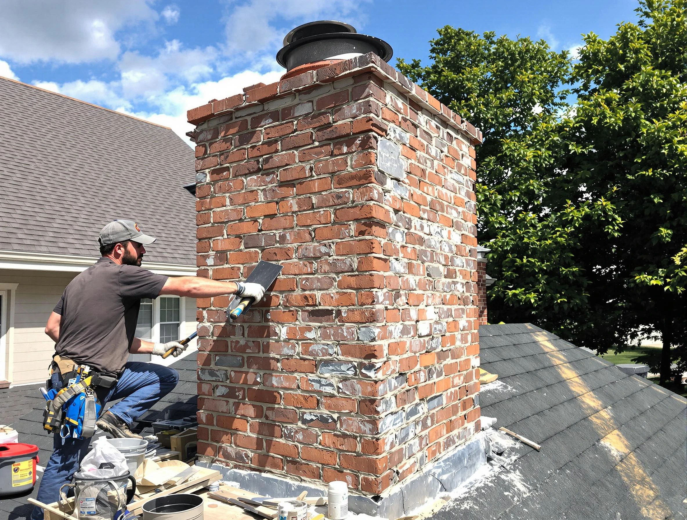 Completed chimney rebuild by Warrior Chimney Sweep in Warrior, AL