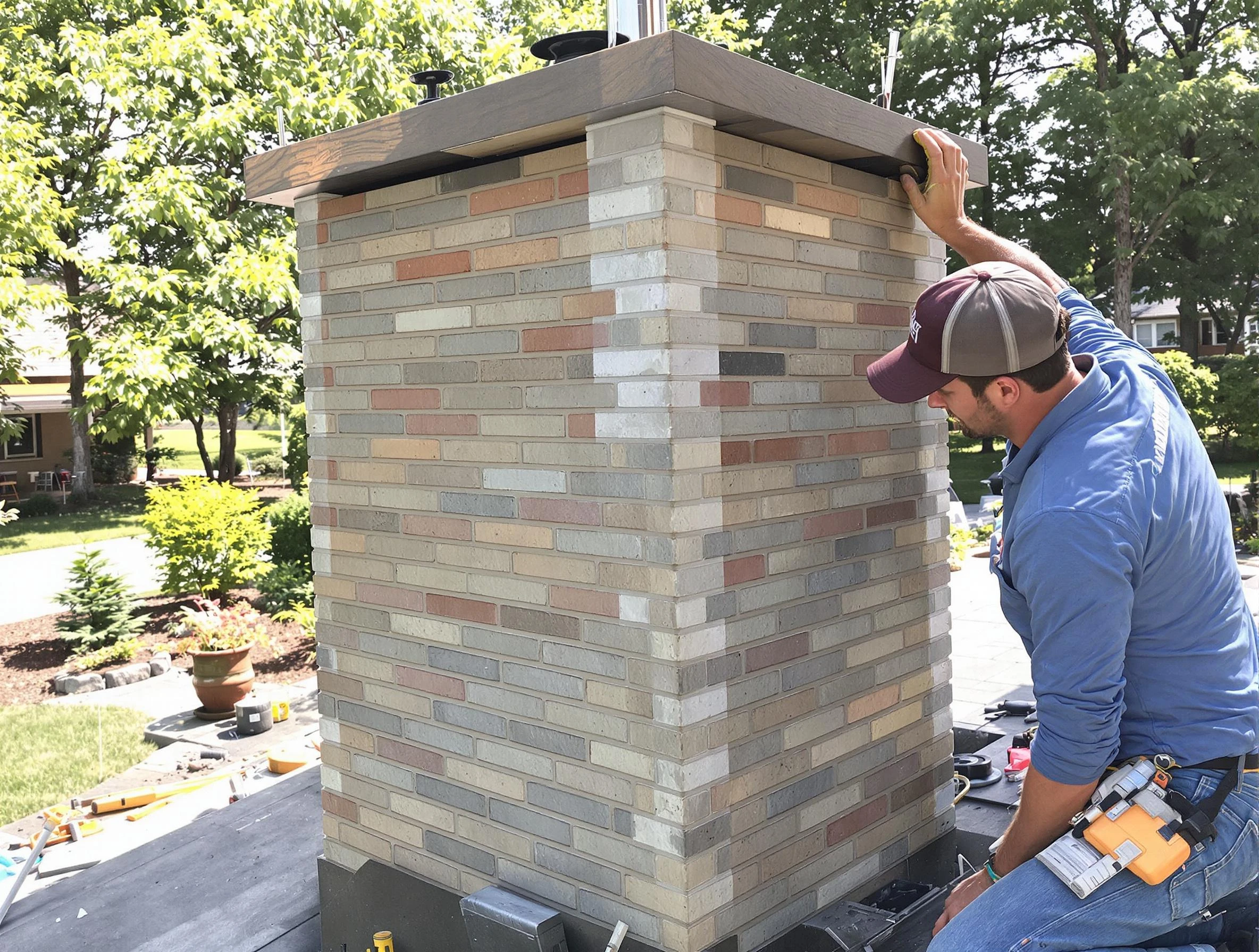 Warrior Chimney Sweep completing a modern chimney remodel in Warrior, AL