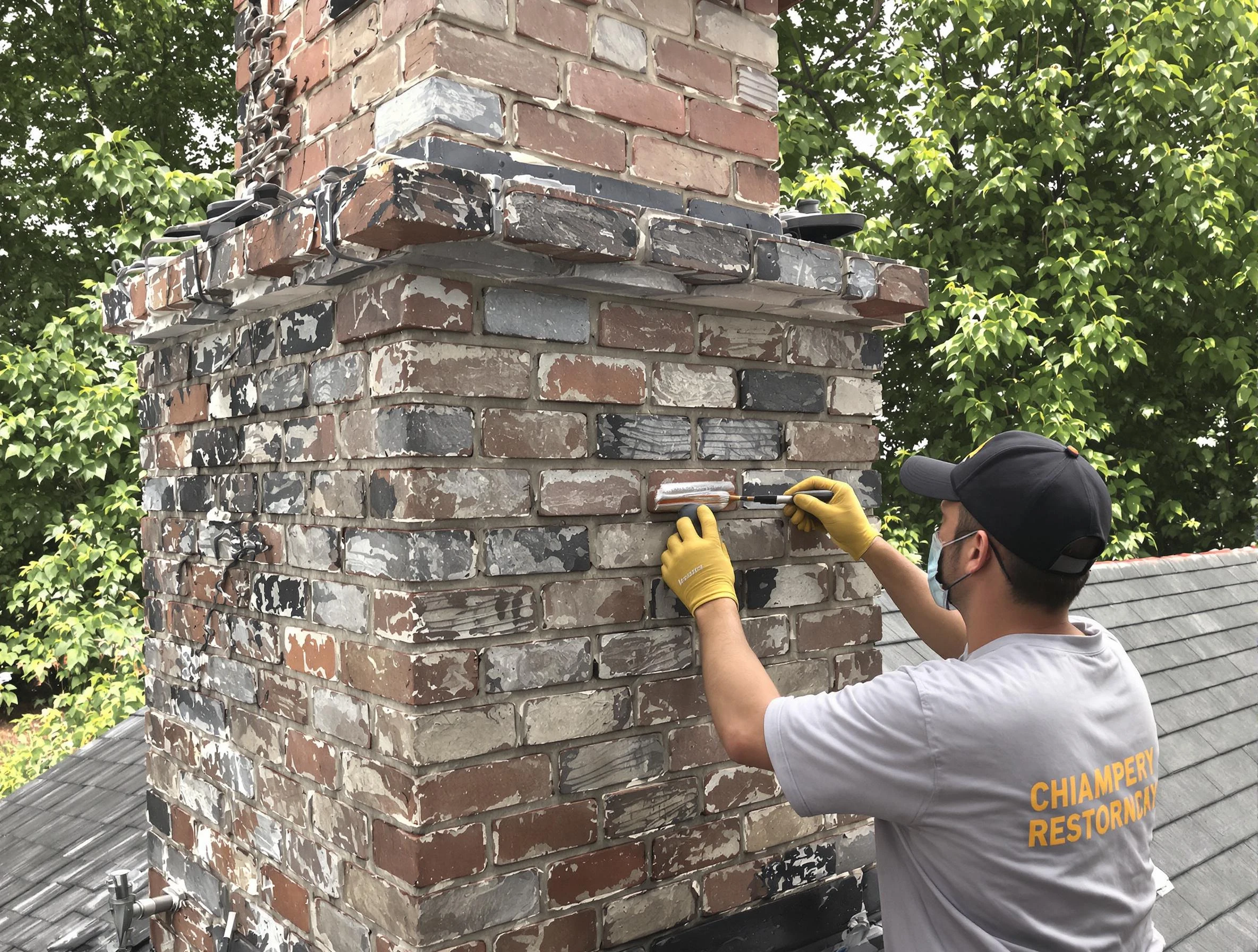 In-progress chimney restoration by Warrior Chimney Sweep in Warrior, AL